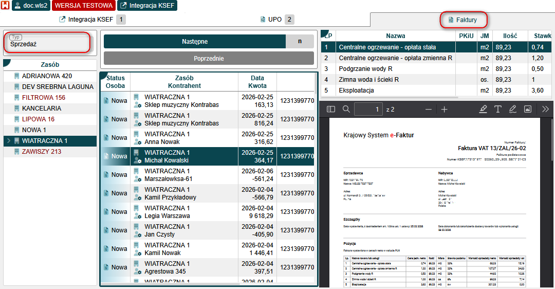 Podgląd faktur z KSeF