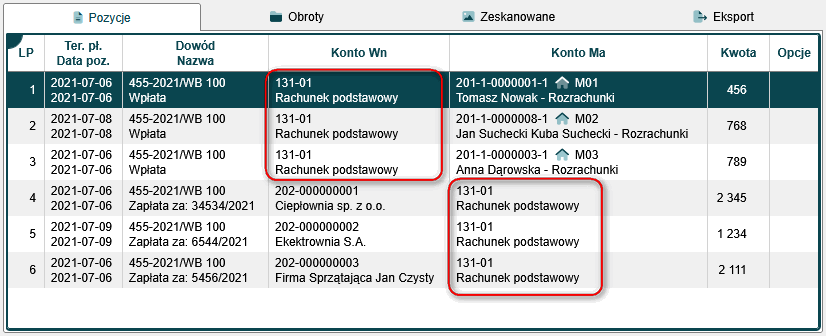 Księgowanie WB
