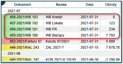 Księgowanie WB